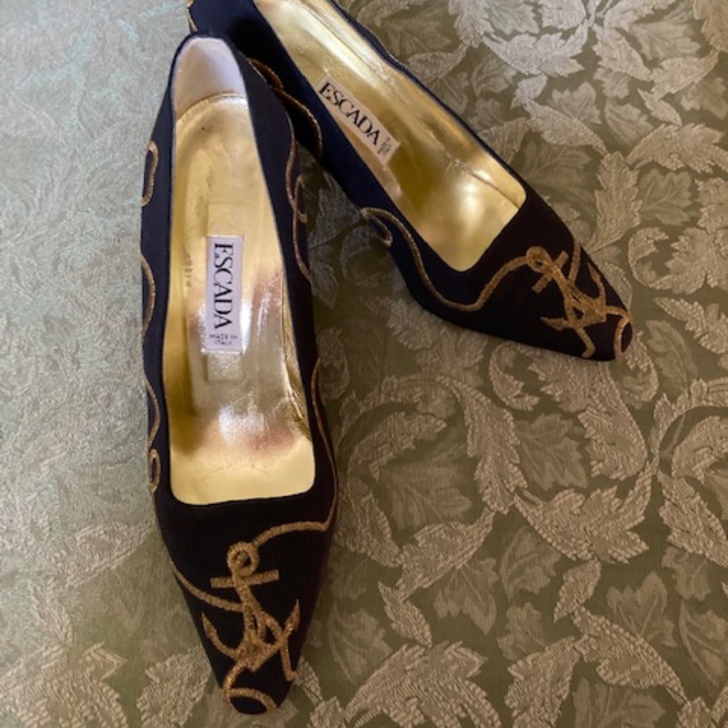 Vtg Navy Blue Escada Margaretha Ley Heels